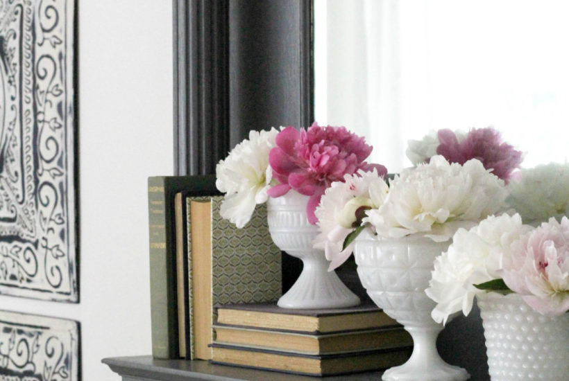 Summer Mantel with Fresh Cut Peonies