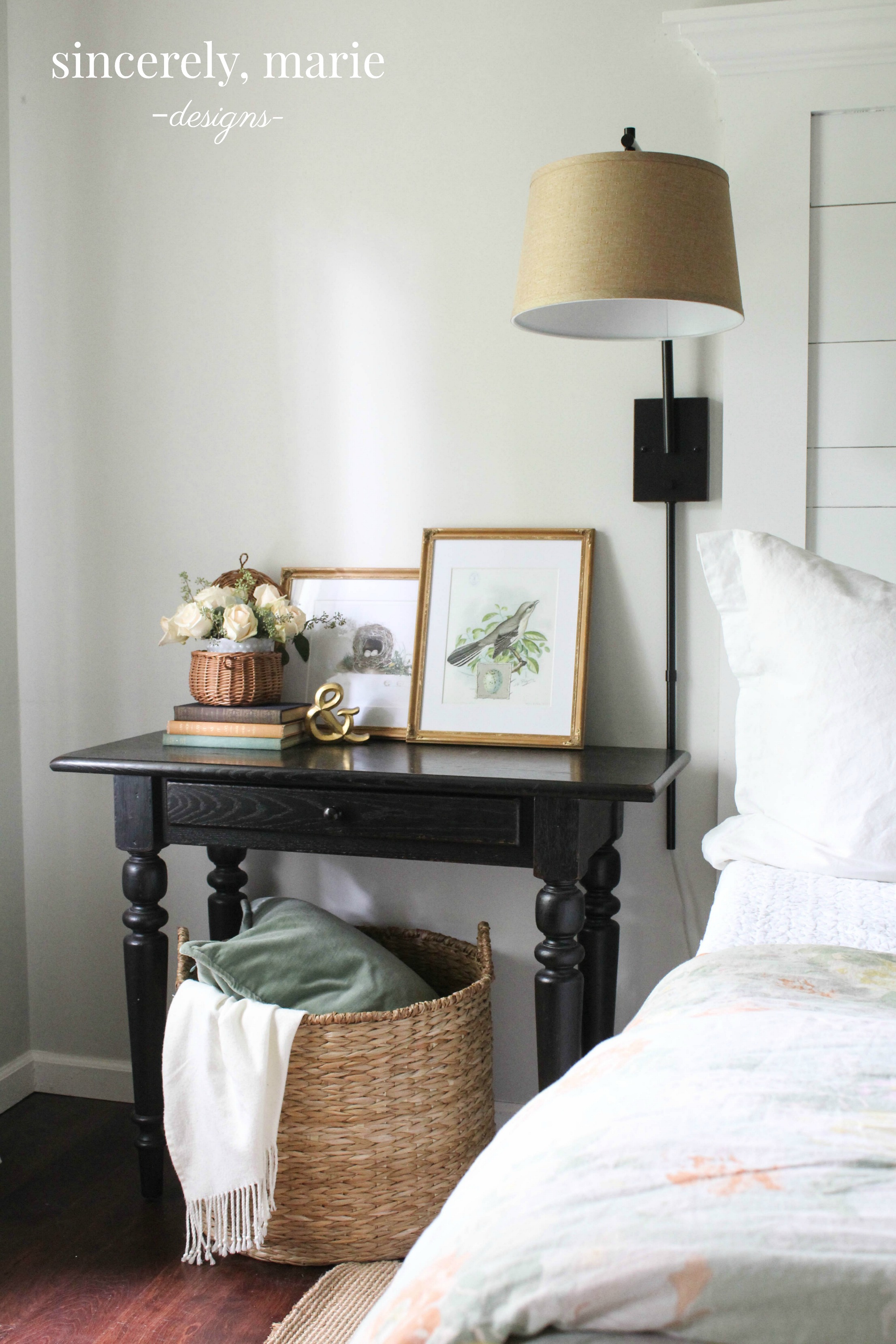 3 Simple Nightstand Styling Tips Free Vintage Prints Sincerely