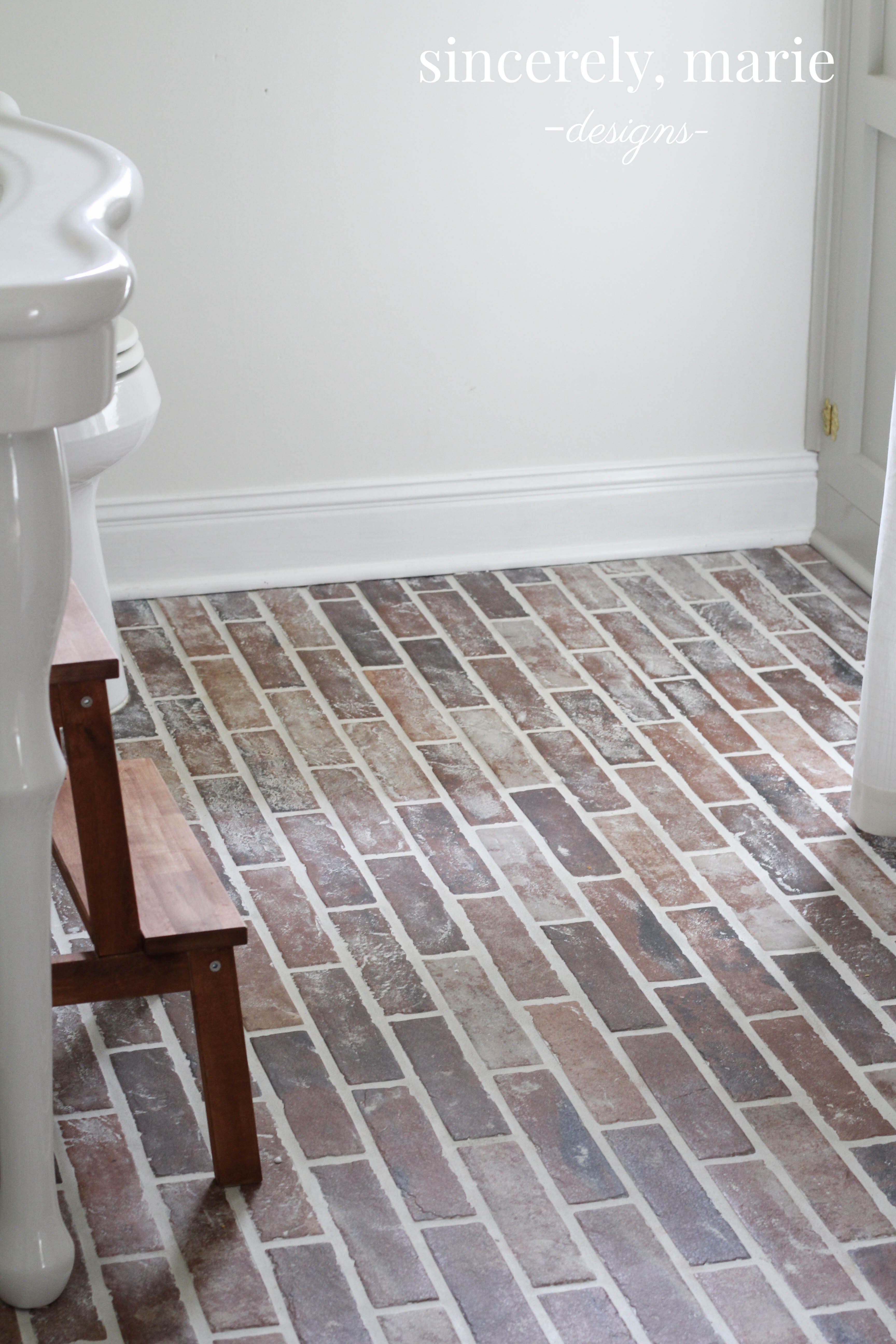 DIY Faux Brick Flooring - Sincerely, Marie Designs (600 x 900 Pixel)