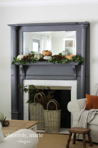 An Easy Natural Fall Mantel - Sincerely, Marie Designs