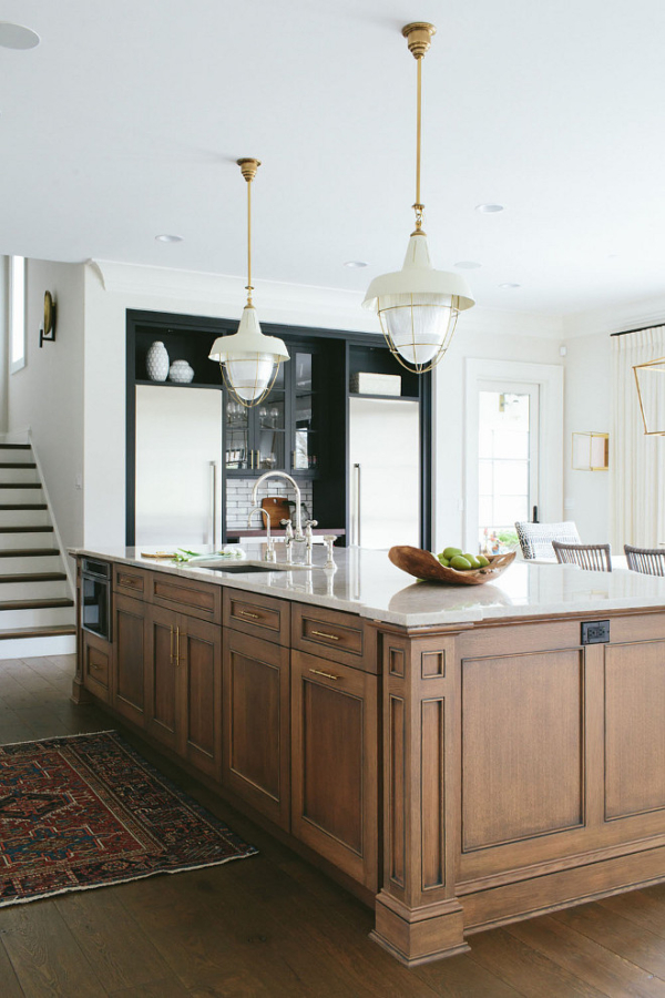 Elegant Dark Wood Stained Kitchen Cabinets