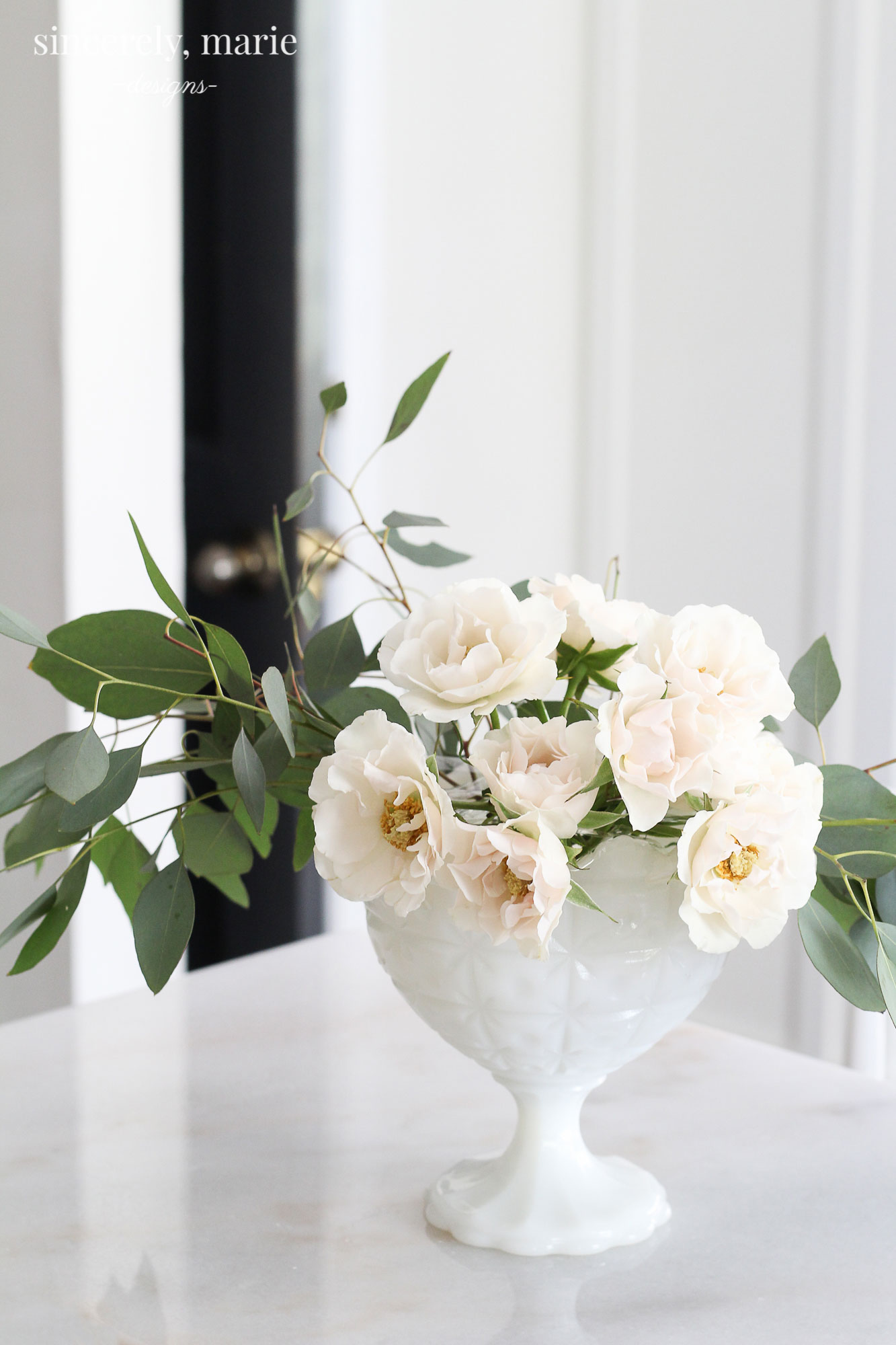 Simple Floral Arrangement with Roses - Sincerely, Marie Designs