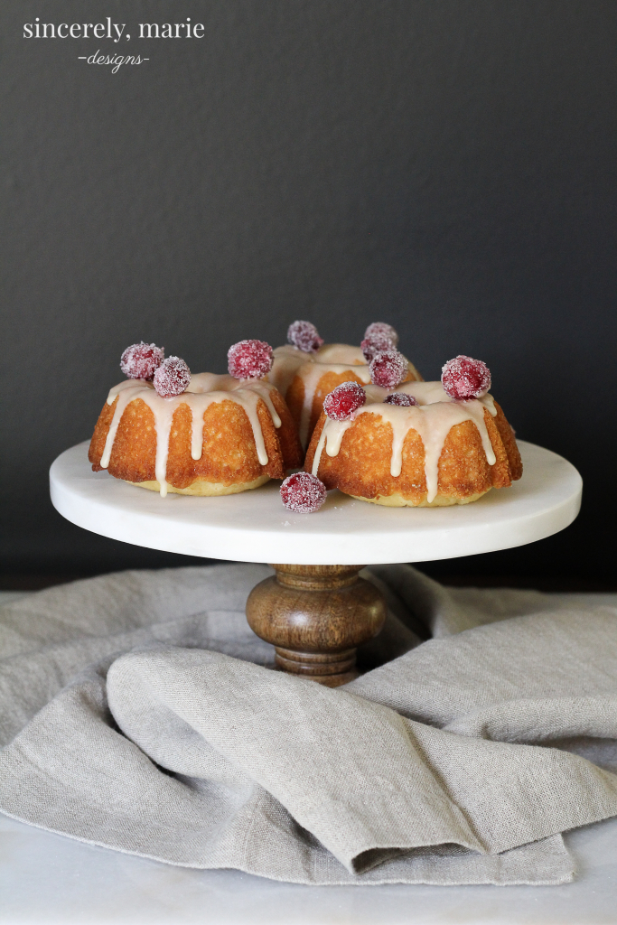 Mini Lemon Cakes with Sugared Cranberries 