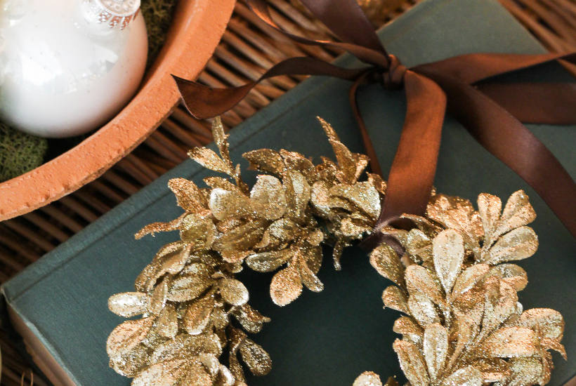 DIY Mini Gold Wreath Ornaments