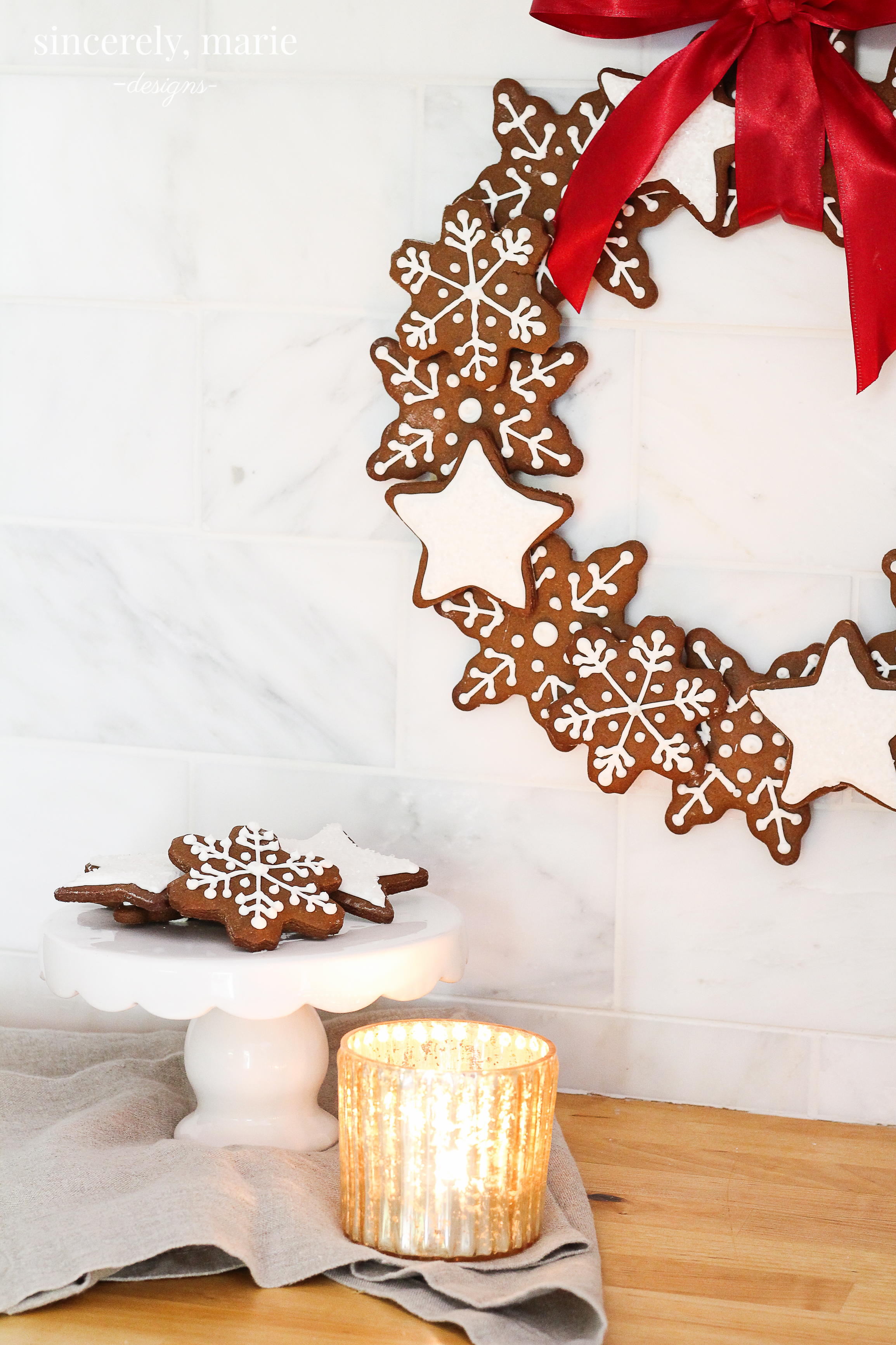 DIY Christmas Gingerbread Cookie Wreath - Sincerely, Marie Designs