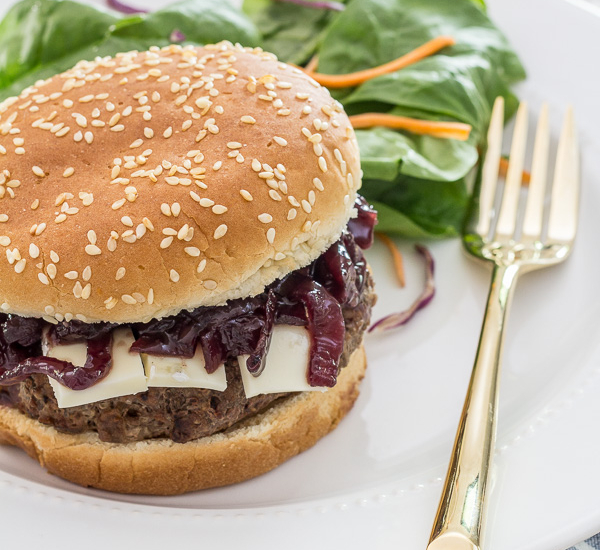 Burgers with Brie & Onion Jam