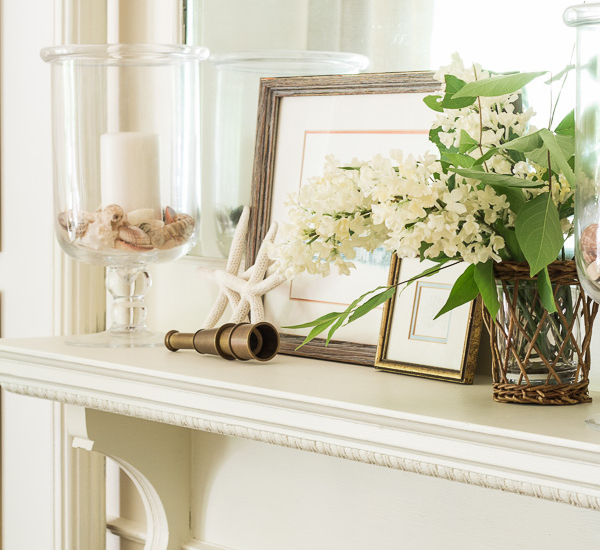 Summer Mantel with Collected Beach Treasures