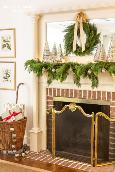 Mercury Glass & Cedar Christmas Mantel - Sincerely, Marie Designs