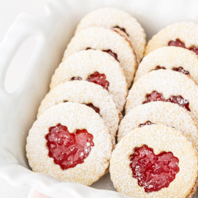 Linzer Strawberry Heart Cookies