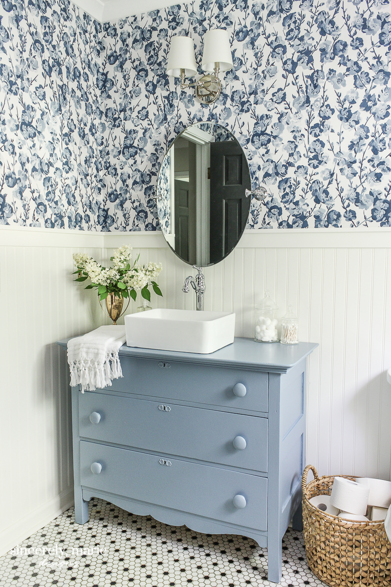 Our Cheery Blue Guest Bathroom Reveal Sincerely, Marie Designs
