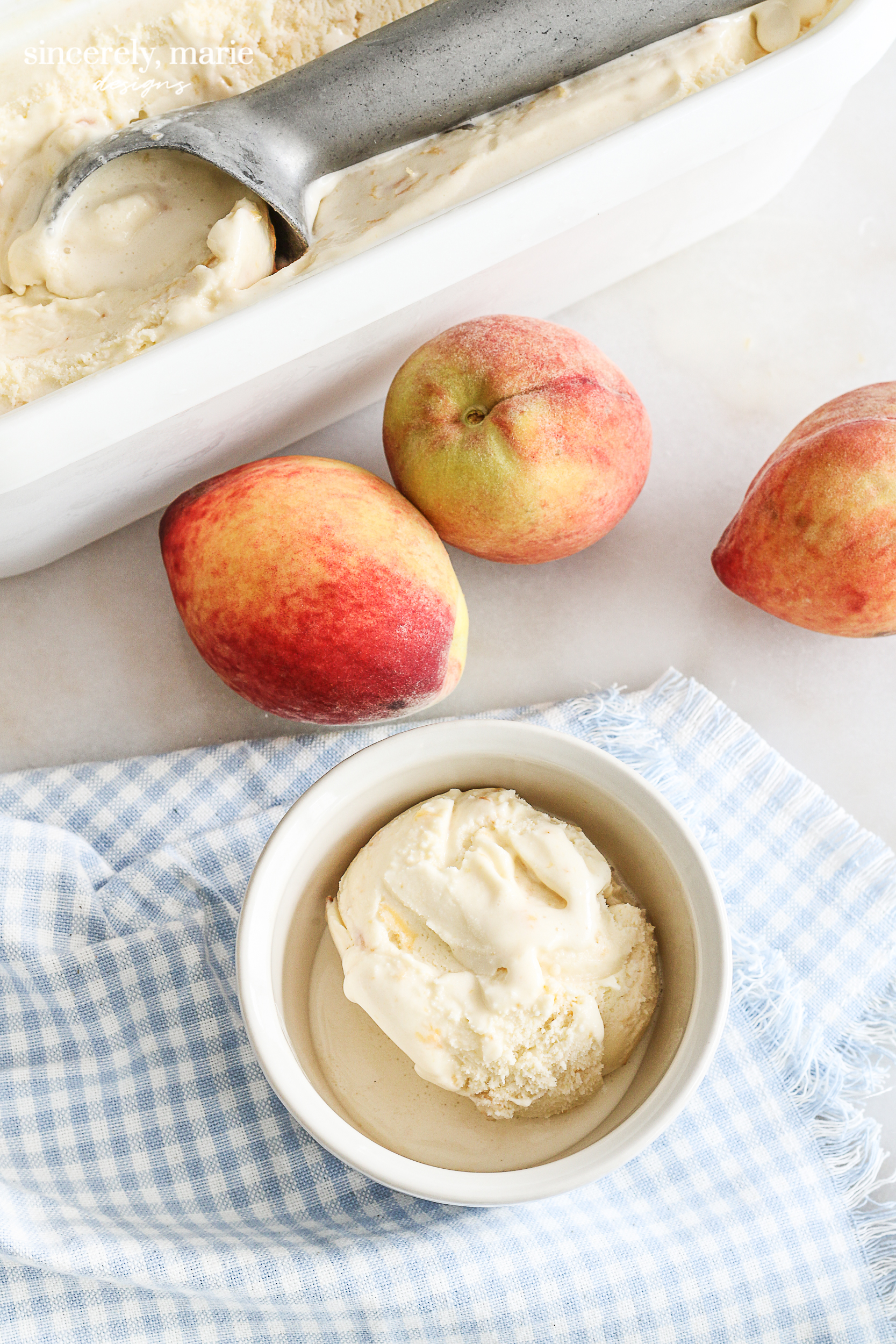Homemade Creamy Peach Ice Cream Sincerely, Marie Designs