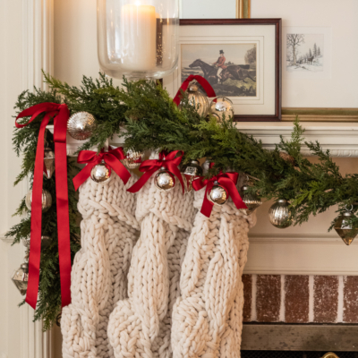 A Traditional Red & Silver Christmas Mantel